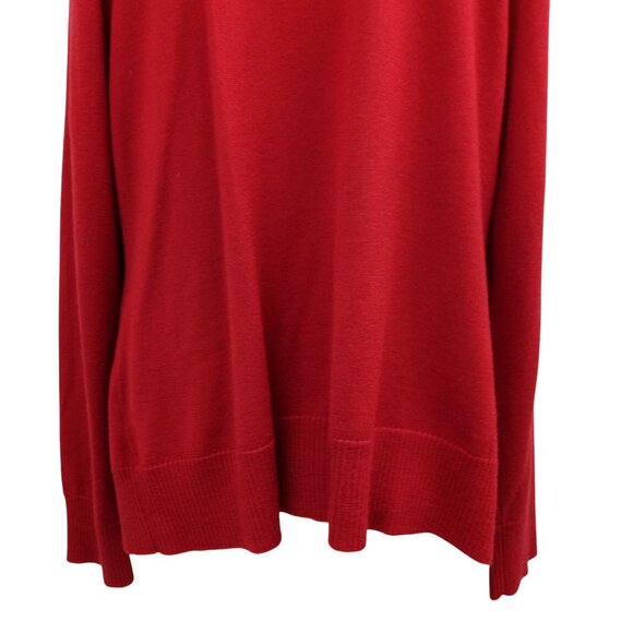 Eileen Fisher 100% Merino Wool Open Front Waterfall Cardigan Sweater Size L Red - Picture 5 of 11